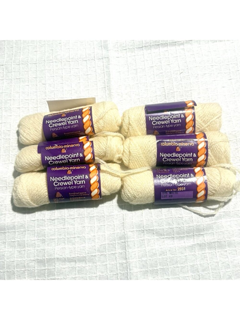 Columbia Minerva 100% Virgin Wool Needlepoint Yarn Persian Type 25 yrds 6 skeins